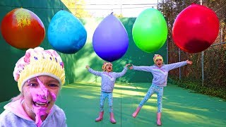 Slime con globos gigantes de colores Mystery balloon Las Ratitas [upl. by Gnanmos831]