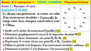 Devoir N°2 semestre 1  Tronc commun  PhysiqueChimie [upl. by Hartley]