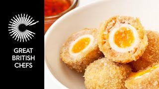 Quail Scotch Eggs and Dipping sauce  Galton Blackiston [upl. by Castorina]