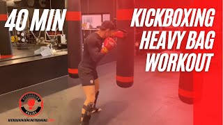 Kickboxing heavy bag home workout 40 minute [upl. by Kerin]