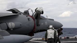 Insane US Harrier Pilot Flying in Middle of Ocean AV8B Harrier II [upl. by Enyawal]