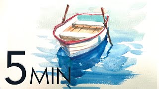 Eng sub 5min Easy Watercolor  Rowing boat [upl. by Ednil]