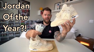 OFF WHITE Air Jordan 4 Sail REVIEW Detailed Look [upl. by Cired]