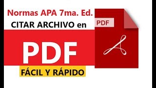 NORMAS APA CITAR ARCHIVO PDF SÉPTIMA EDICIÓN 7ma PASO A PASO EN WORD [upl. by Aneev213]