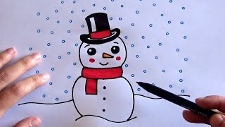 COMO DIBUJAR UN MUÑECO DE NIEVE RÁPIDO FACIL Y PASO A PASO How to draw a SNOW MAN EASY [upl. by Stevy446]