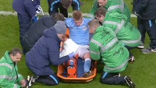 De Bruyne horrible injury vs Everton 2712016 [upl. by Medrek]