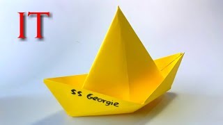 Como hacer el Barco de papel  PELICULA quotITquot el payaso Origami paper boat [upl. by Gabriellia845]