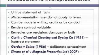 Misrepresentation Lecture 1 of 4 [upl. by Weber]