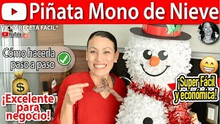 Cómo hacer una PIÑATA de MONO DE NIEVE o MUÑECO DE NIEVE  VickyRecetaFacil [upl. by Nerat]