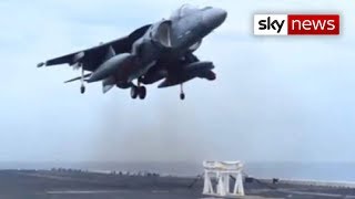 US Navy Harrier Jet Lands On Stool [upl. by Zile]